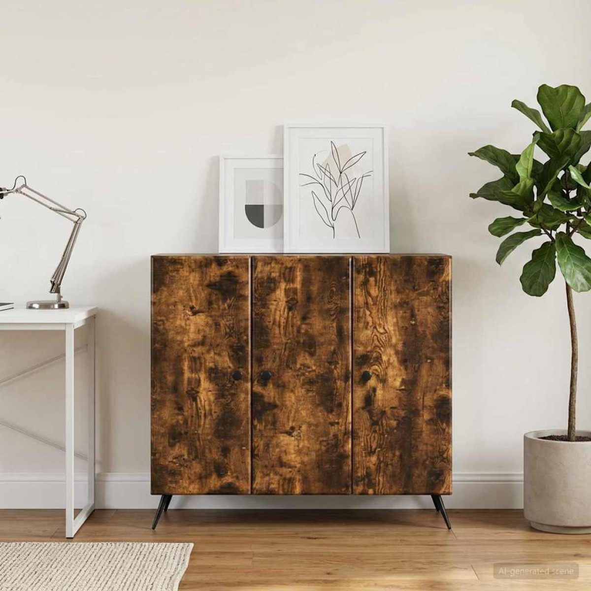 vidaXL Πλαϊνό γραφείο Καπνισμένο Ξύλο Δρυός 89 x 34,5 x 80 εκ