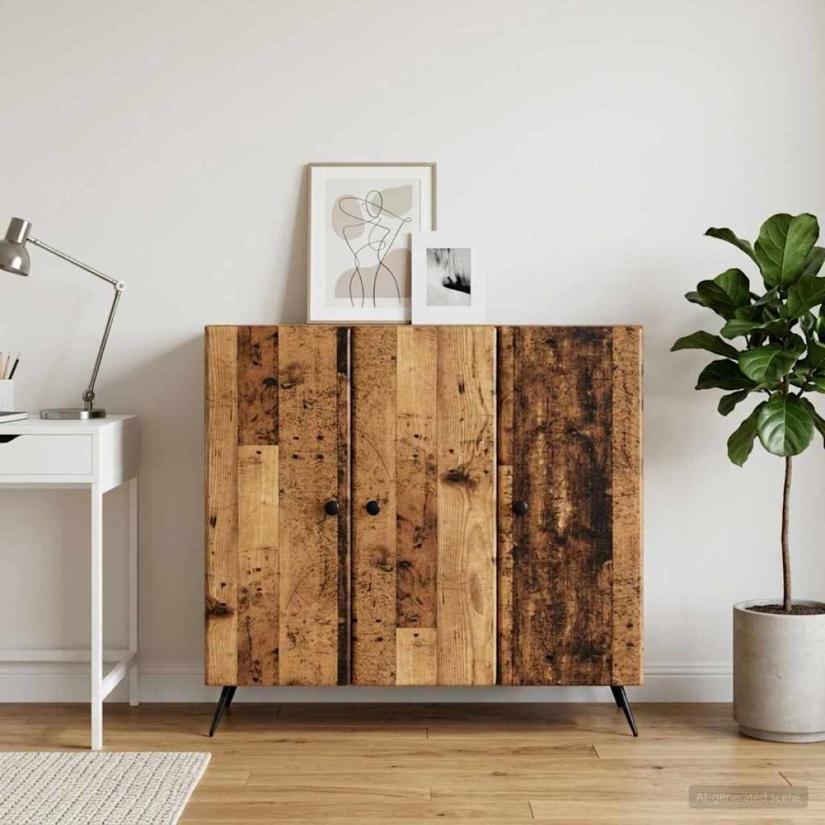 vidaXL Πλαϊνό γραφείο Παλαιωμένο ξύλο 89 x 34,5 x 80 εκ