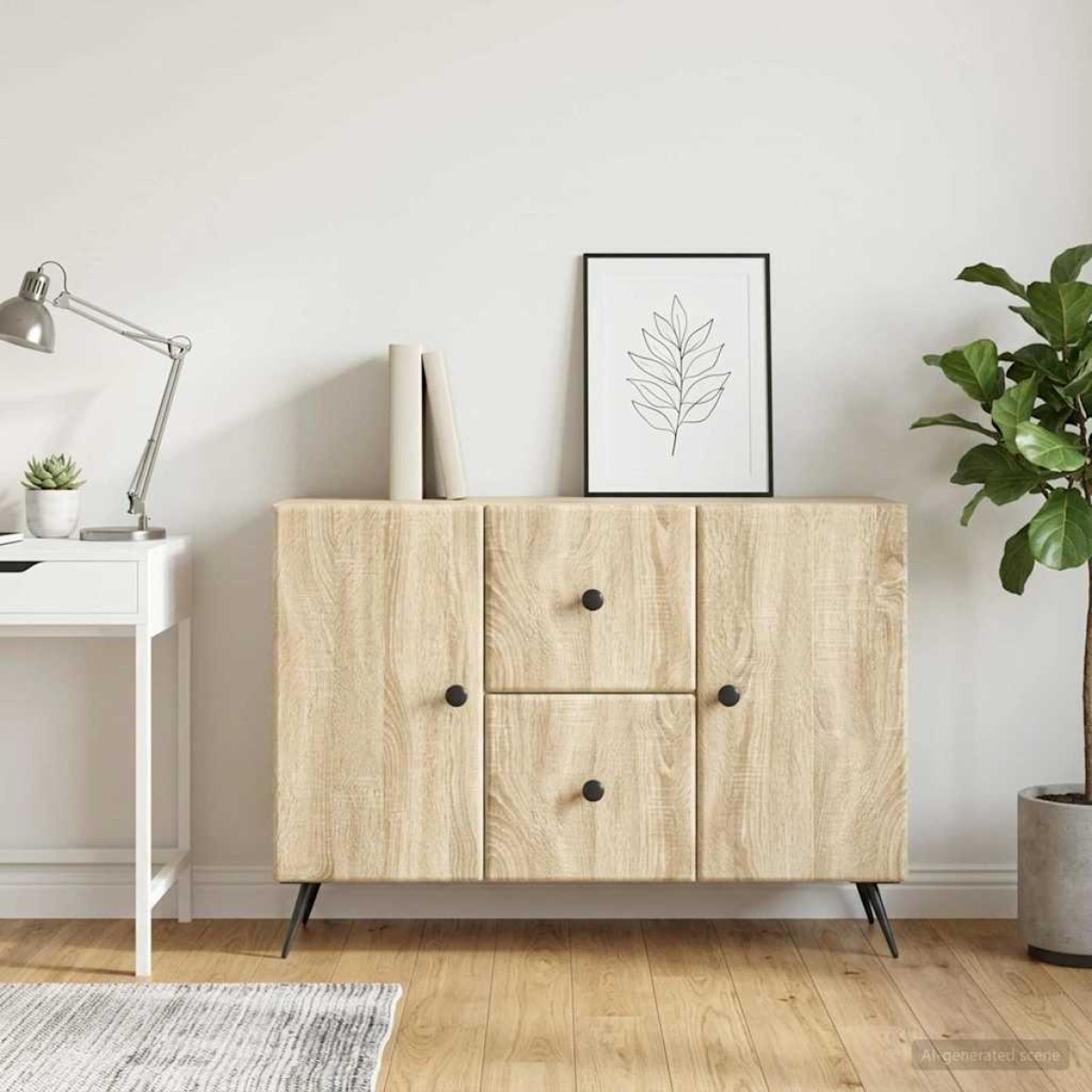 vidaXL Πλαϊνό γραφείο με συρτάρι Sonoma Δρυς 89 x 34,5 x 60 εκ.