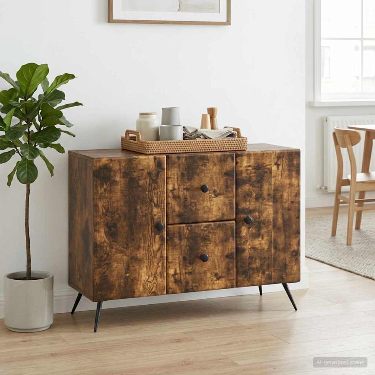 vidaXL Πλαϊνό γραφείο Καπνισμένο Ξύλο Δρυός 89 x 34,5 x 60 εκ.