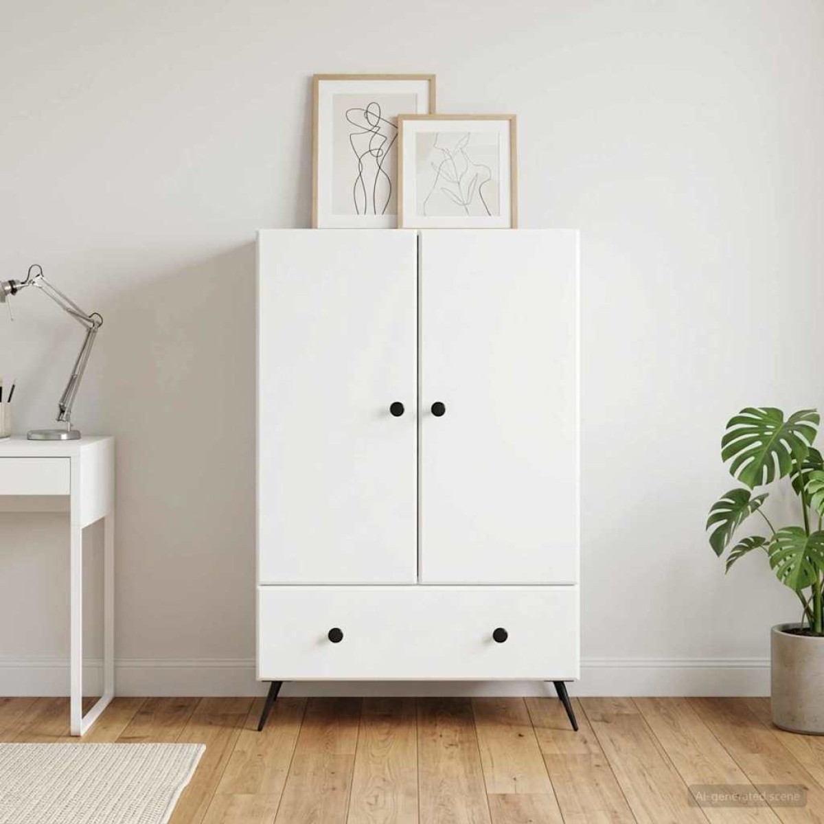 vidaXL Πλαϊνό γραφείο Λευκό 66 x 34,5 x 95 εκ. Επεξεργασμένο Ξύλο