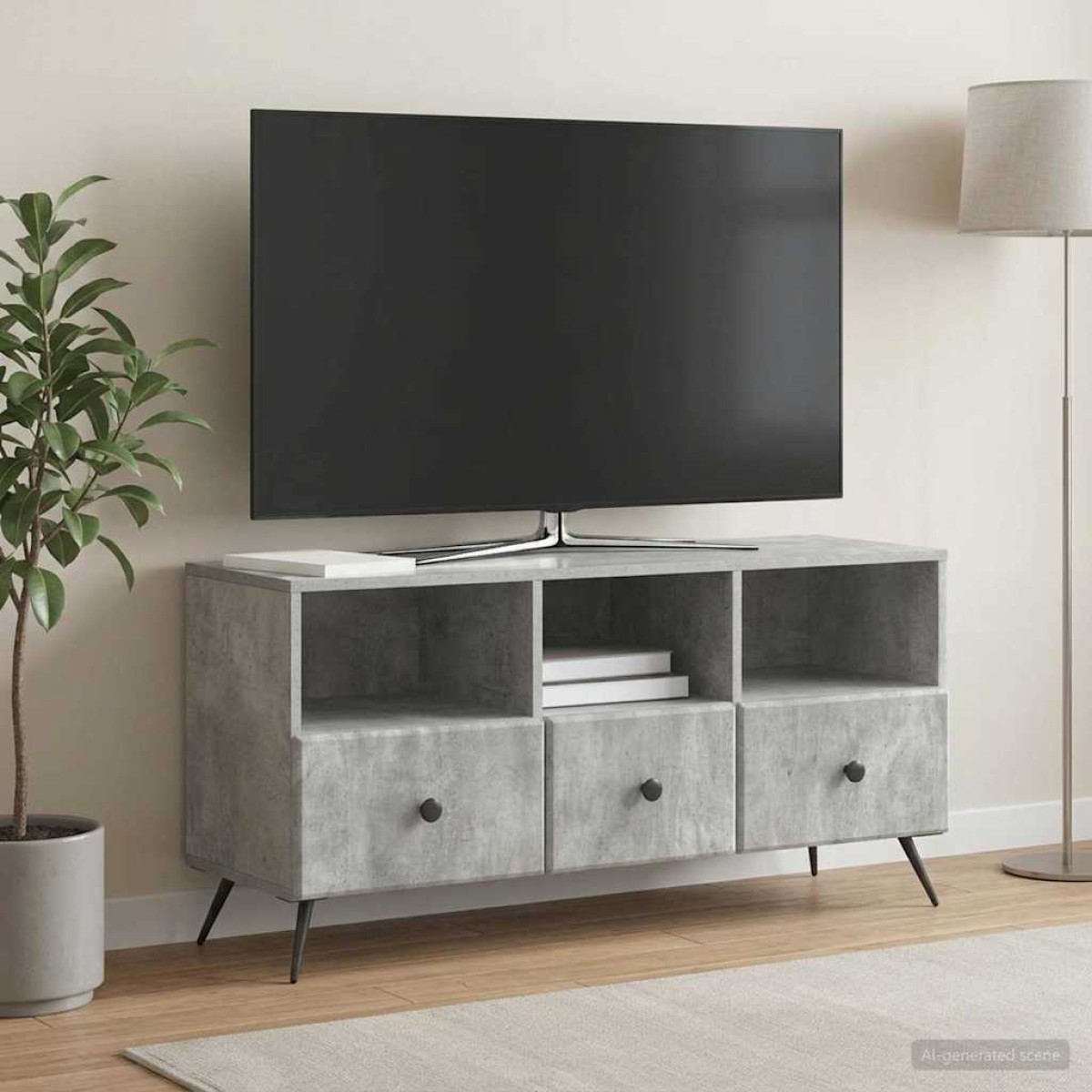 vidaXL Ντουλάπι TV με συρτάρι Γκρι Σκυροδέματος 102 x 34,5 x 50 εκ.