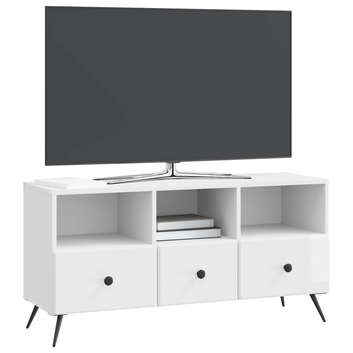 vidaXL Ντουλάπι TV με συρτάρι Γυαλιστερό Λευκό 102 x 34,5 x 50 εκ.