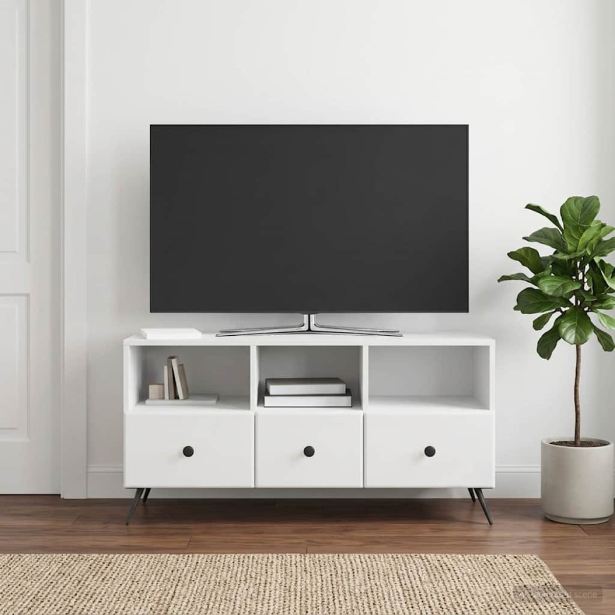 vidaXL Ντουλάπι TV με συρτάρι Γυαλιστερό Λευκό 102 x 34,5 x 50 εκ.