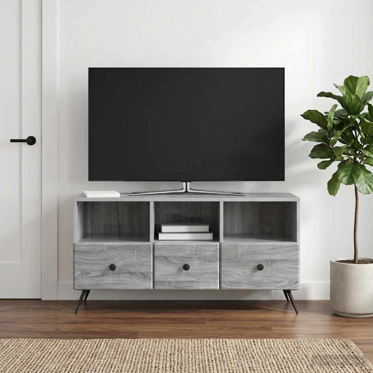 vidaXL Ντουλάπι TV Γκρι Sonoma 102 x 34,5 x 50 εκ. Επεξεργασμένο Ξύλο