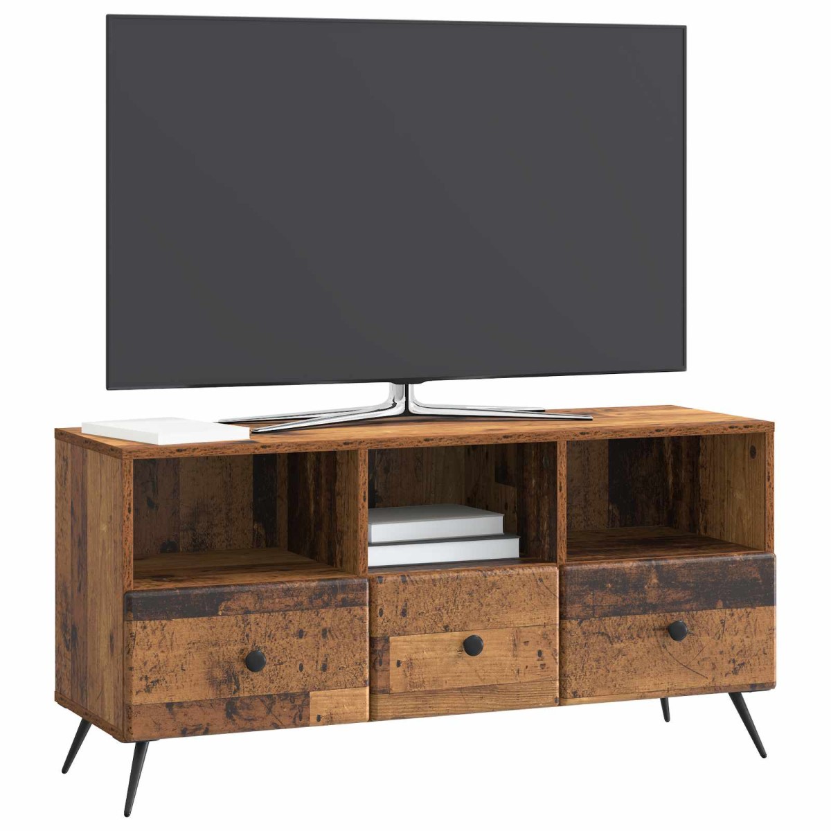 vidaXL Ντουλάπι TV με συρτάρι Παλαιωμένο ξύλο 102 x 34,5 x 50 εκ.