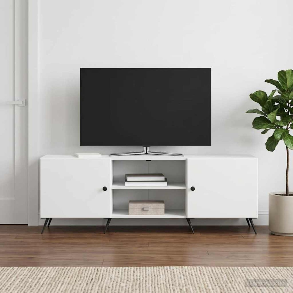 vidaXL Ντουλάπι TV Λευκό 150 x 31 x 50 εκ. Επεξεργασμένο Ξύλο