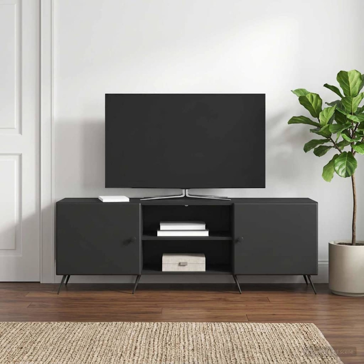 vidaXL Ντουλάπι TV Μαύρο 150 x 31 x 50 εκ. Επεξεργασμένο Ξύλο