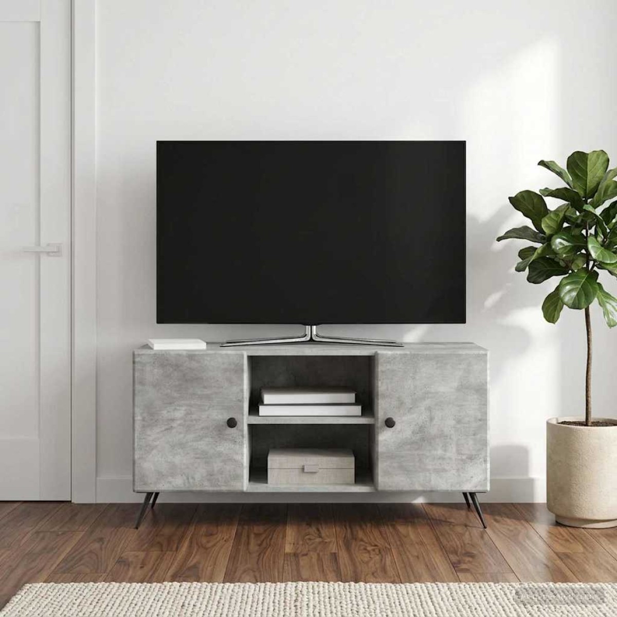 vidaXL Ντουλάπι TV Γκρι Σκυροδέματος 102 x 34,5 x 50 εκ.
