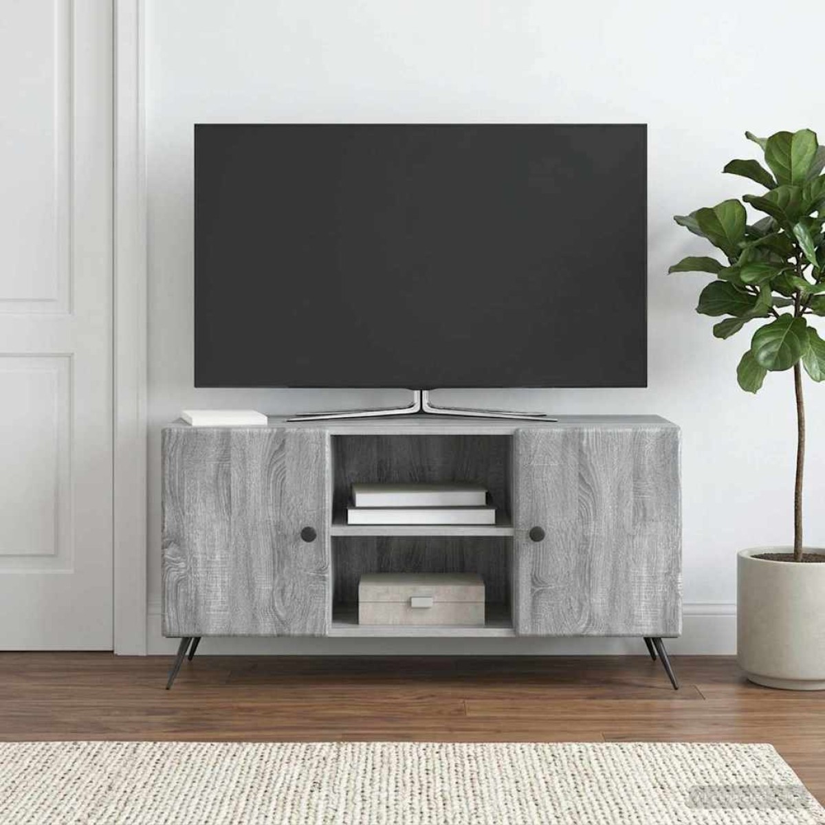 vidaXL Ντουλάπι TV Γκρι Sonoma 102 x 34,5 x 50 εκ. Επεξεργασμένο Ξύλο