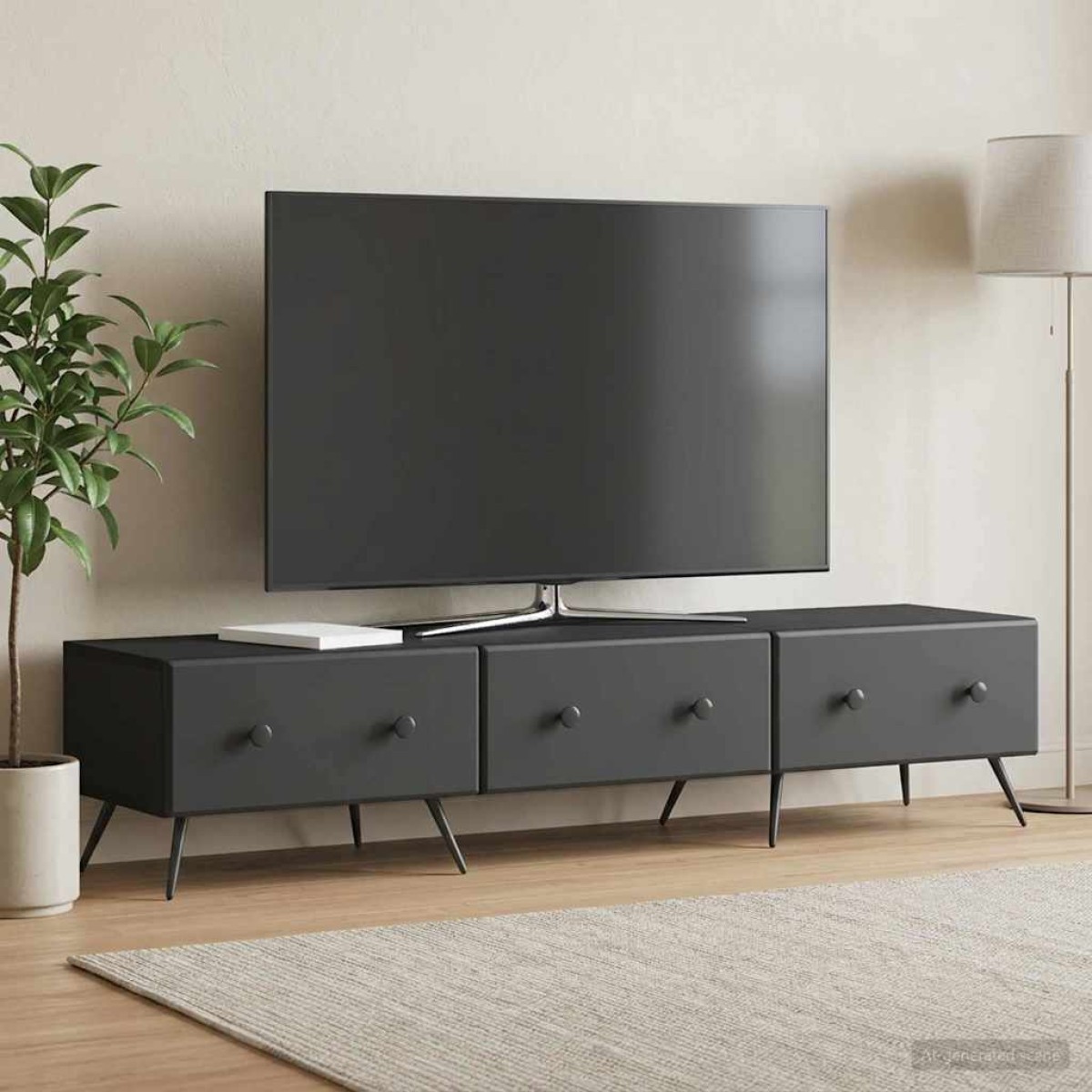 vidaXL Ντουλάπι TV Μαύρο 147 x 34,5 x 30 εκ Επεξεργασμένο Ξύλο