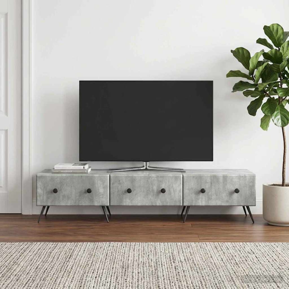 vidaXL Ντουλάπι TV με συρτάρι Γκρι Σκυροδέματος 147 x 34,5 x 30 εκ