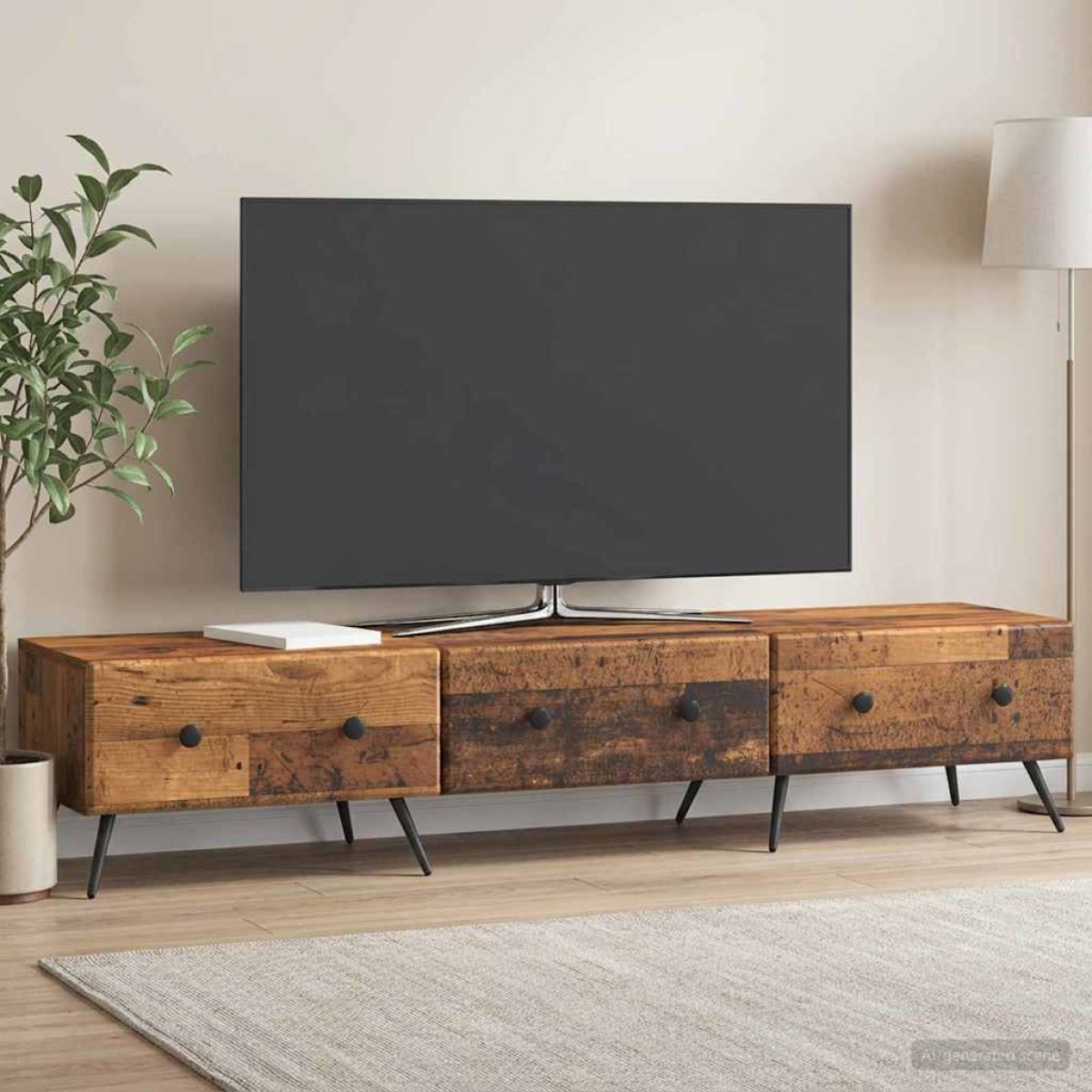 vidaXL Ντουλάπι TV με συρτάρι Παλαιωμένο ξύλο 147 x 34,5 x 30 εκ