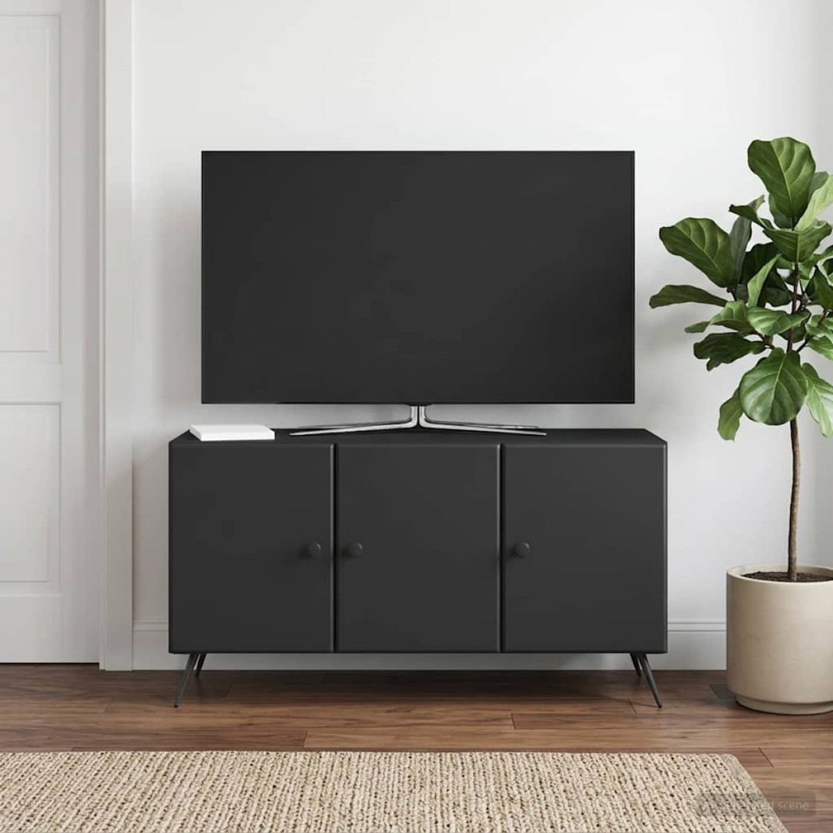 vidaXL Ντουλάπι TV Μαύρο 99 x 34,5 x 50 εκ. Επεξεργασμένο Ξύλο