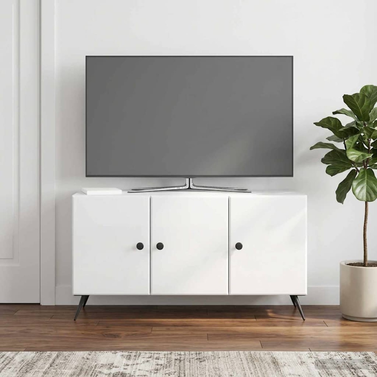 vidaXL Ντουλάπι TV Γυαλιστερό Λευκό 99 x 34,5 x 50 εκ.