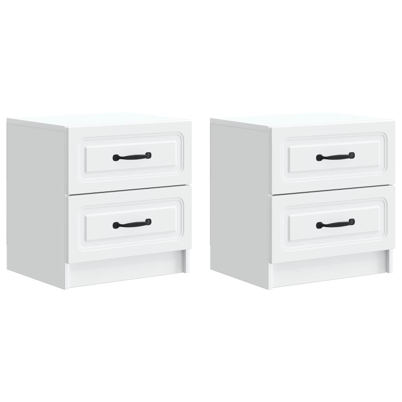 vidaXL Κομοδίνο 2 τεμ. Λευκό 43 x 34,5 x 44,5 εκ Επεξεργασμένο Ξύλο