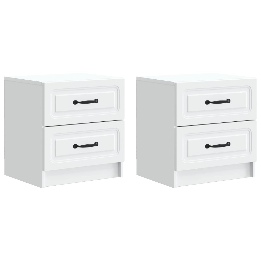 vidaXL Κομοδίνο 2 τεμ. Λευκό 43 x 34,5 x 44,5 εκ Επεξεργασμένο Ξύλο