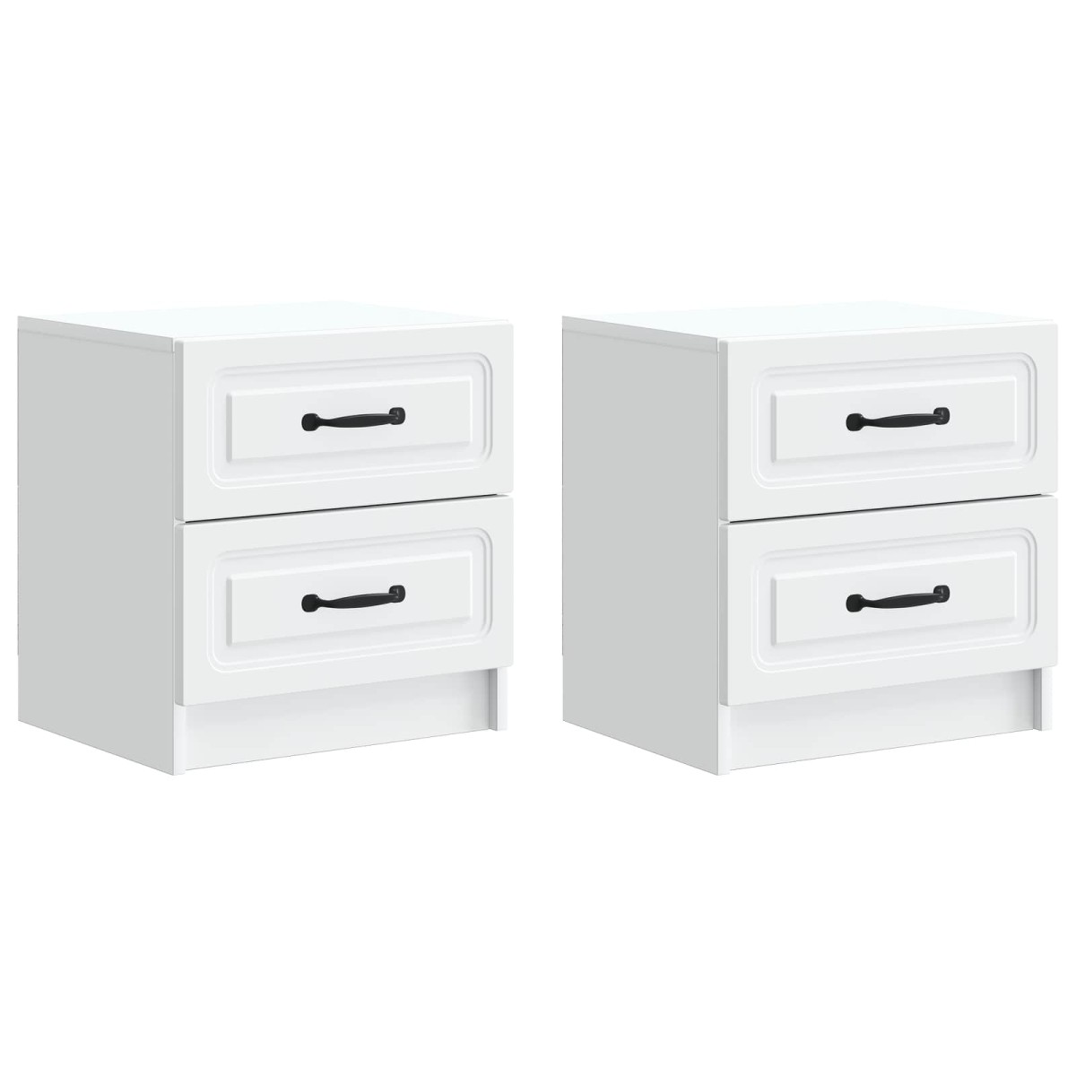 vidaXL Κομοδίνο 2 τεμ. Λευκό 43 x 34,5 x 44,5 εκ Επεξεργασμένο Ξύλο