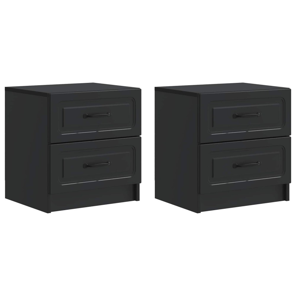 vidaXL Κομοδίνο 2 τεμ. Μαύρο 43 x 34,5 x 44,5 εκ Επεξεργασμένο Ξύλο