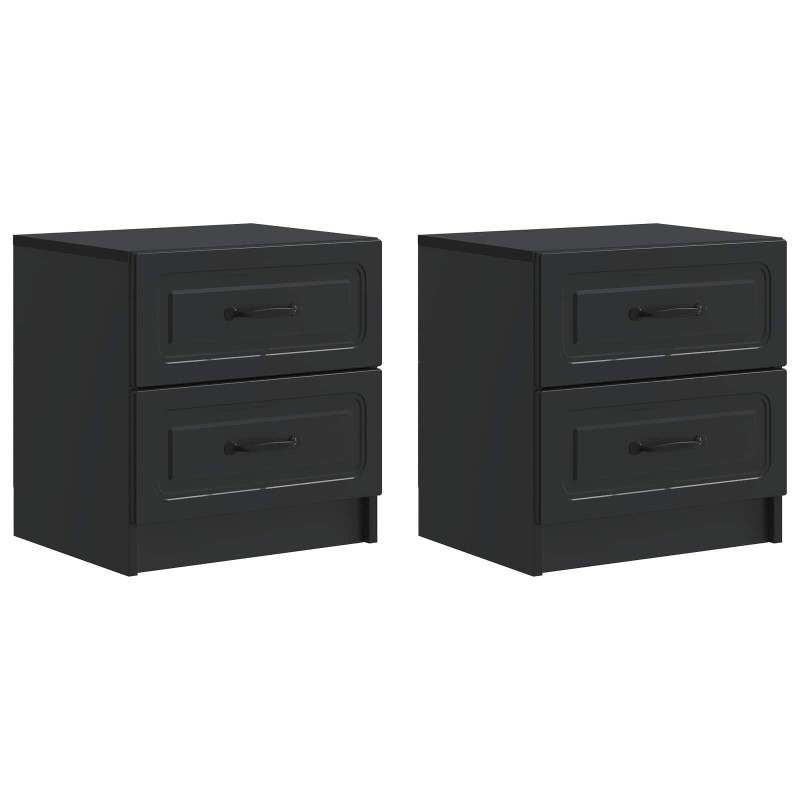 vidaXL Κομοδίνο 2 τεμ. Μαύρο 43 x 34,5 x 44,5 εκ Επεξεργασμένο Ξύλο