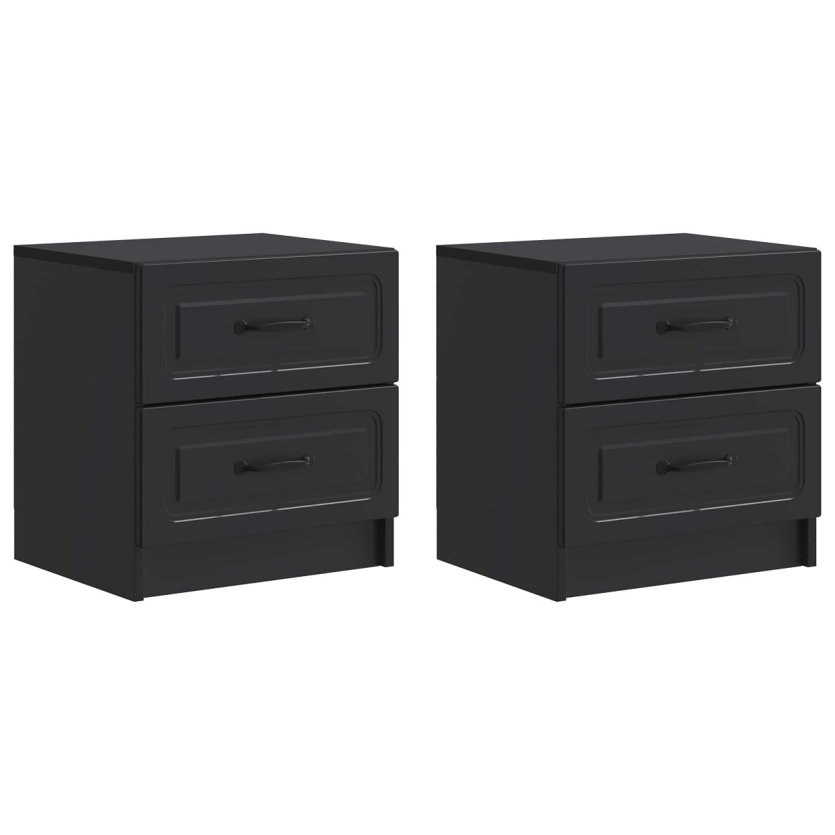 vidaXL Κομοδίνο 2 τεμ. Μαύρο 43 x 34,5 x 44,5 εκ Επεξεργασμένο Ξύλο