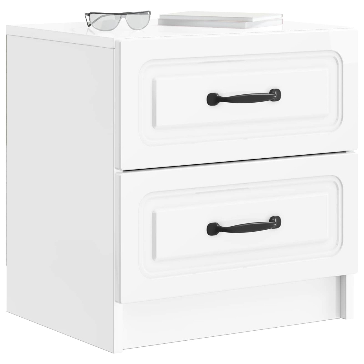 vidaXL Κομοδίνο Γυαλιστερό Λευκό 43 x 34,5 x 44,5 εκ