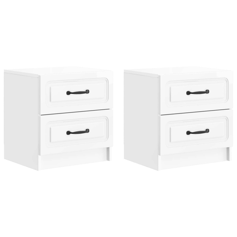 vidaXL Κομοδίνο 2 τεμ. Γυαλιστερό Λευκό 43 x 34,5 x 44,5 εκ
