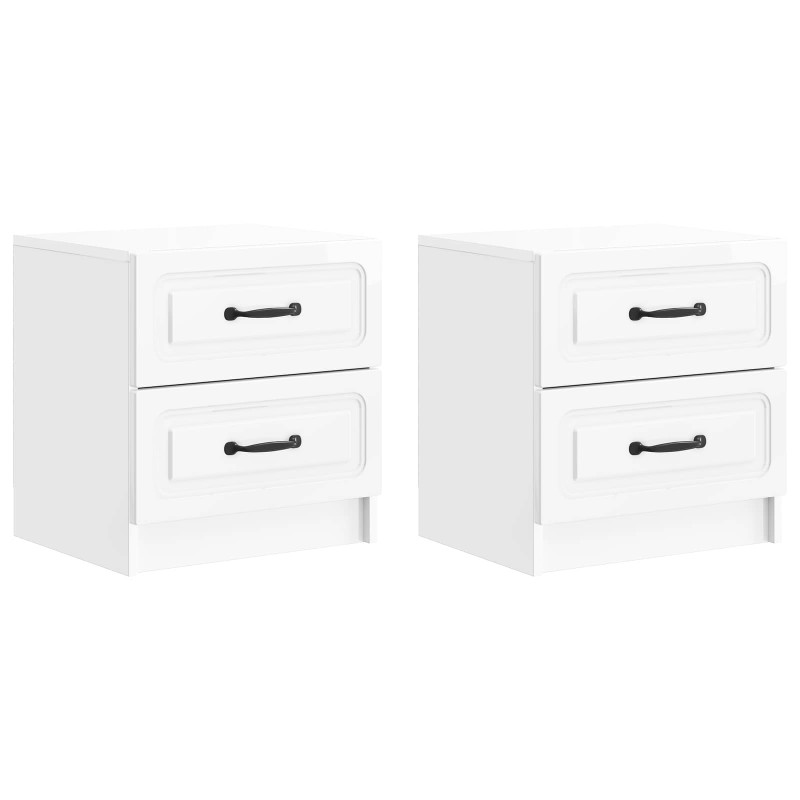 vidaXL Κομοδίνο 2 τεμ. Γυαλιστερό Λευκό 43 x 34,5 x 44,5 εκ