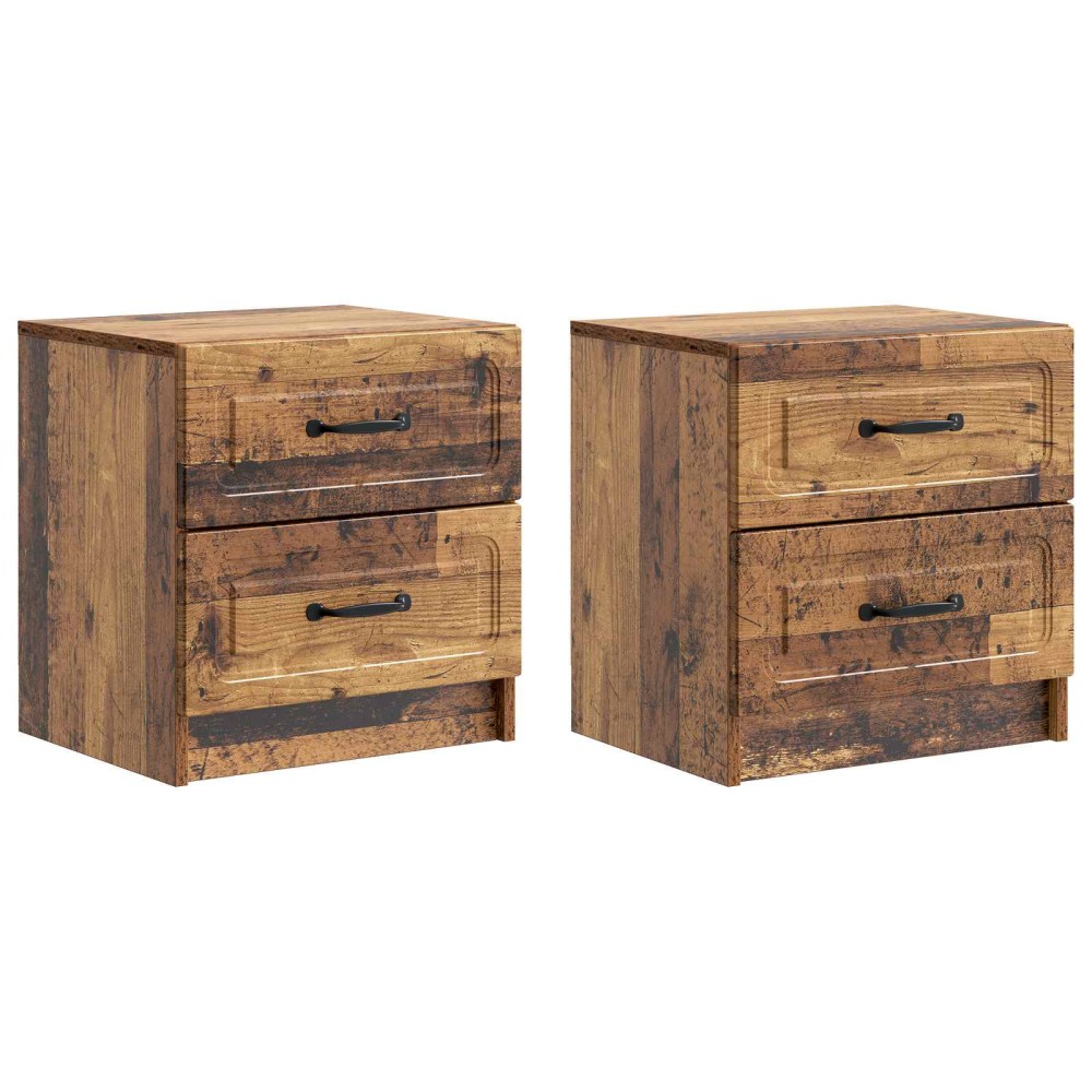 vidaXL Κομοδίνο 2 τεμ. Παλαιωμένο ξύλο 43 x 34,5 x 44,5 εκ