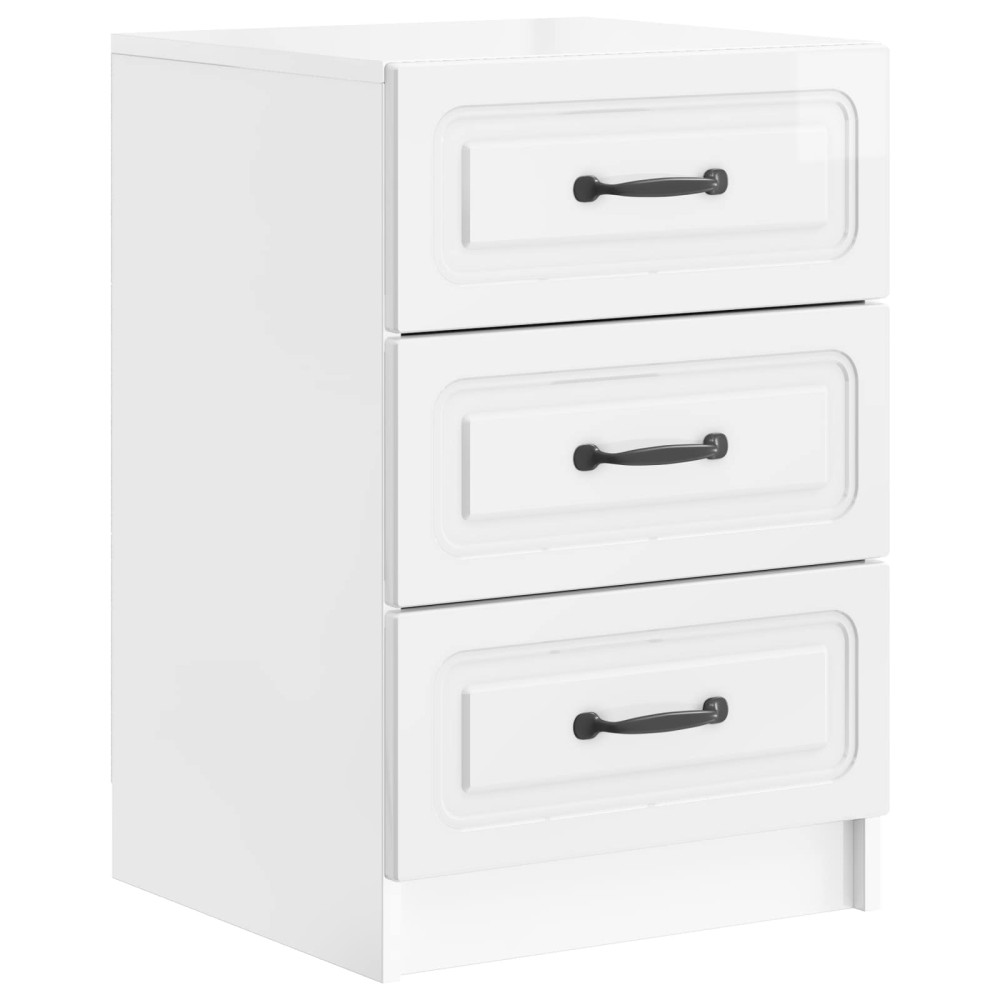 vidaXL Κομοδίνο Γυαλιστερό Λευκό 43 x 41 x 63,5 εκ. Επεξεργασμένο Ξύλο