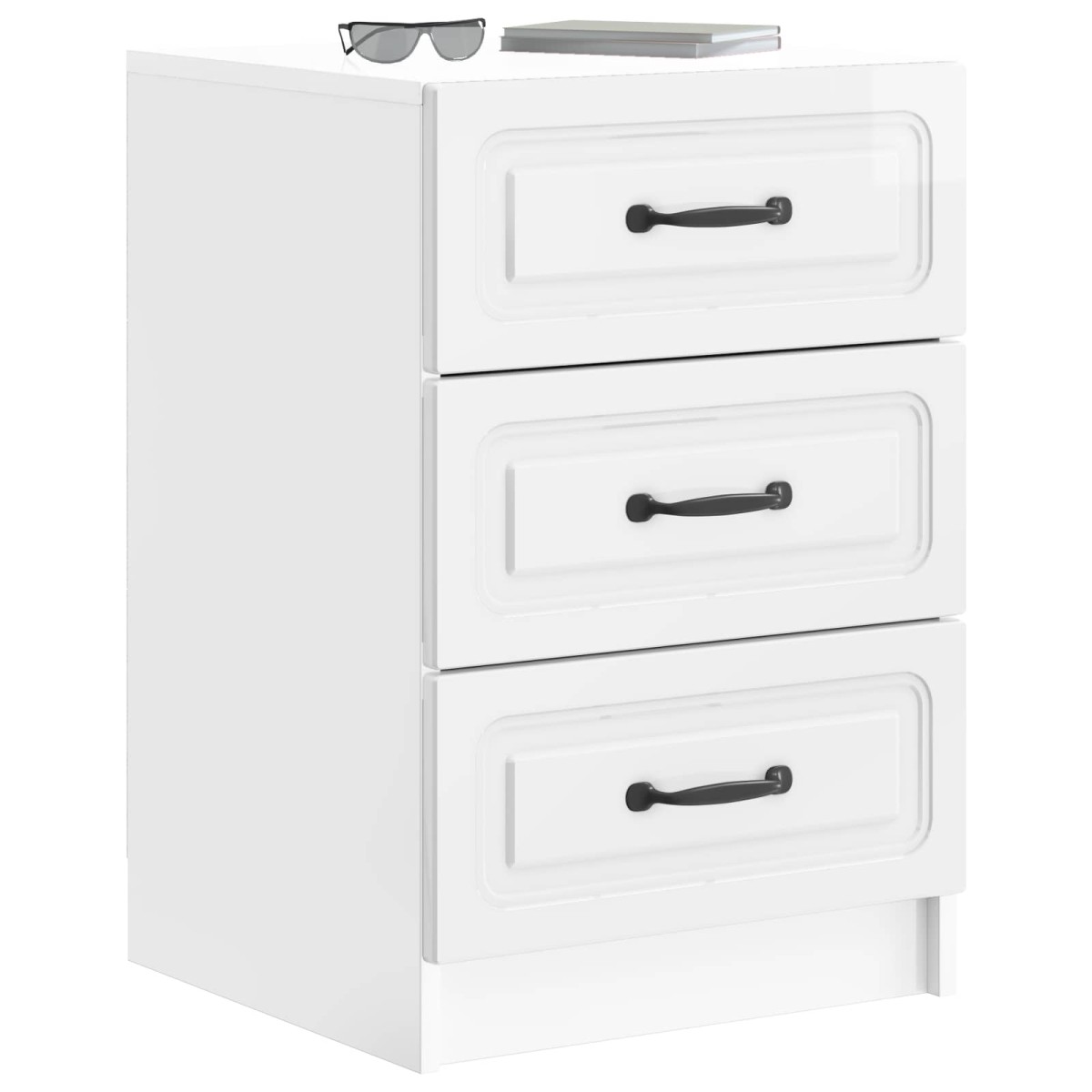 vidaXL Κομοδίνο Γυαλιστερό Λευκό 43 x 41 x 63,5 εκ. Επεξεργασμένο Ξύλο