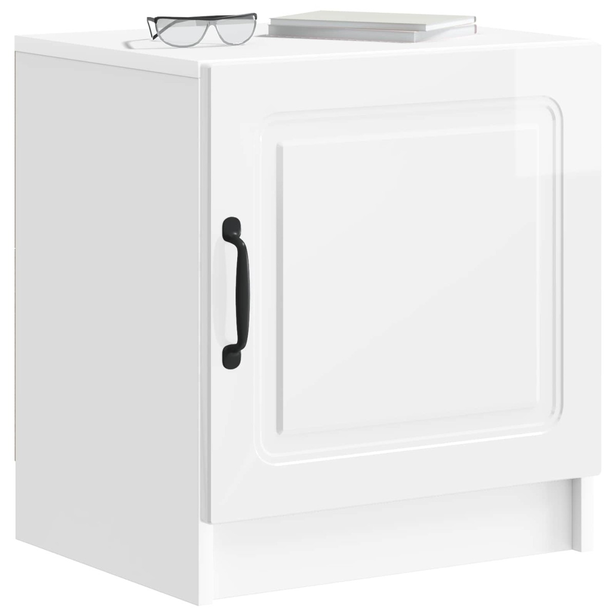 vidaXL Κομοδίνο Γυαλιστερό Λευκό 43 x 34,5 x 47 εκ. Επεξεργασμένο Ξύλο