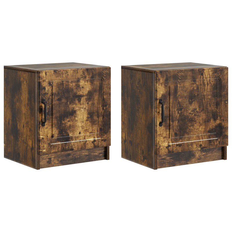 vidaXL Κομοδίνο 2 τεμ. Καπνισμένο Ξύλο Δρυός 43 x 34,5 x 47 εκ.