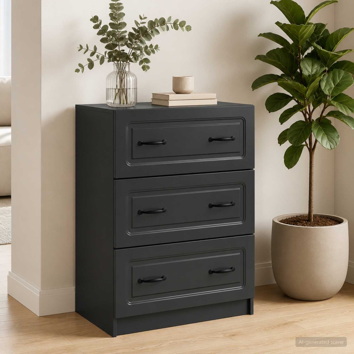 vidaXL Ντουλάπι με Συρτάρια Μαύρο 66 x 34,5 x 87 εκ.