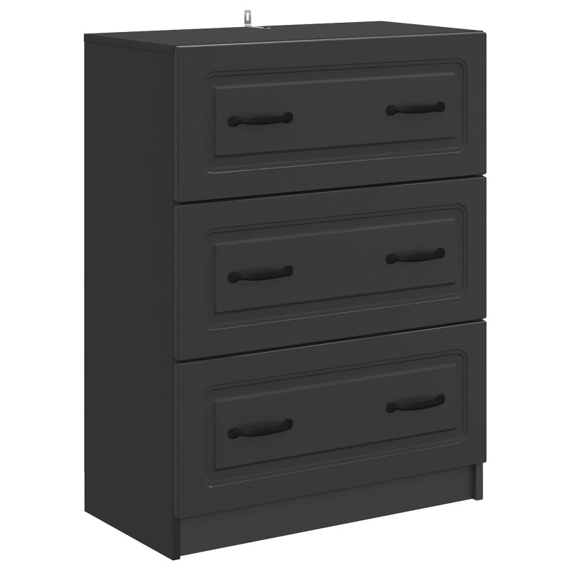 vidaXL Ντουλάπι με Συρτάρια Μαύρο 66 x 34,5 x 87 εκ.