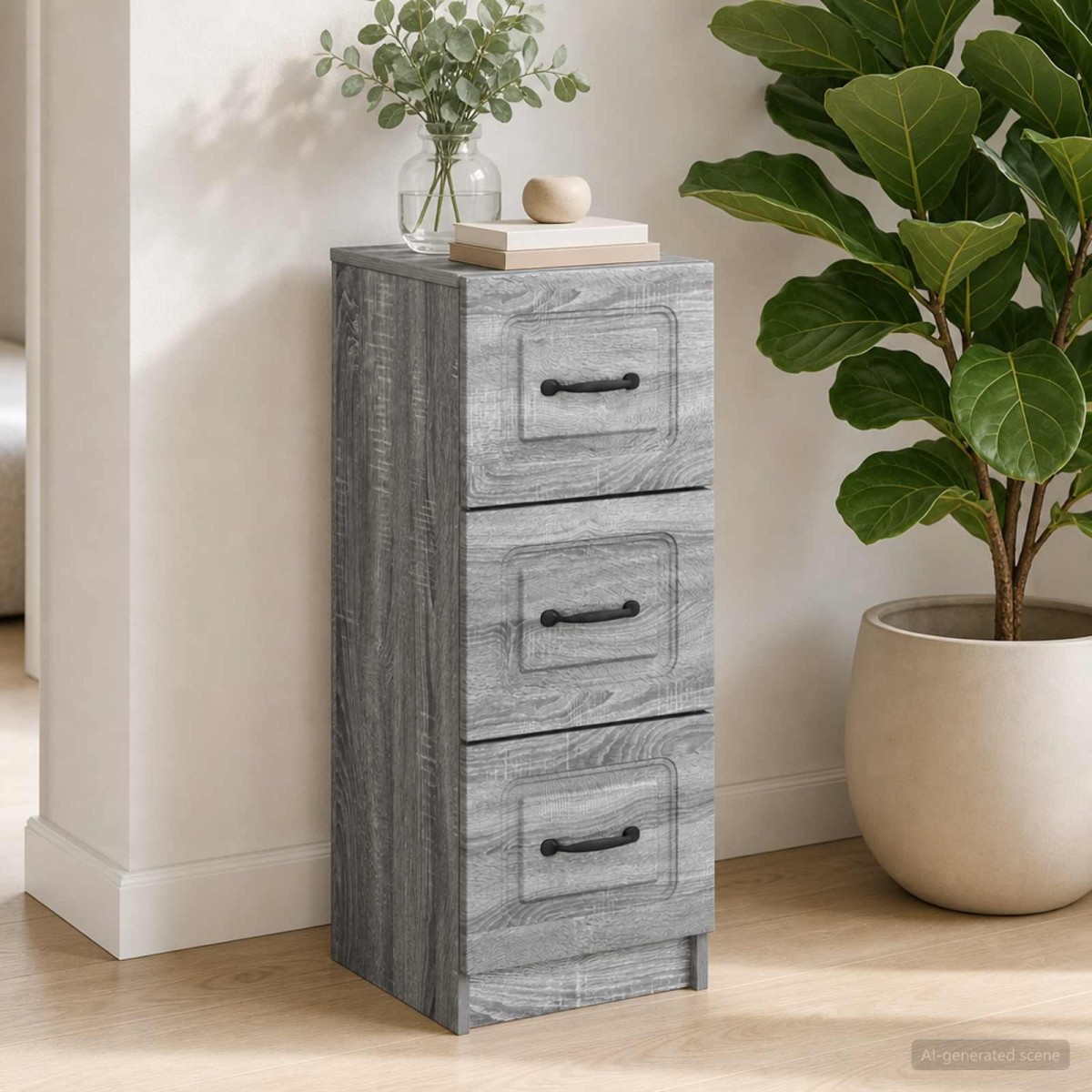 vidaXL Ντουλάπι με Συρτάρια Γκρι Sonoma 33 x 34,5 x 87 εκ.