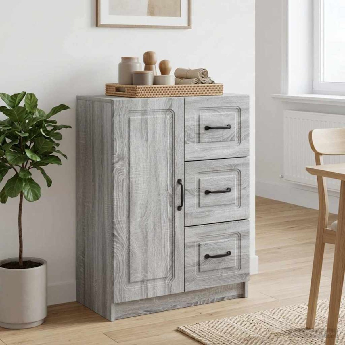 vidaXL Πλαϊνό γραφείο με συρτάρι Γκρι Sonoma 66 x 34,5 x 87 εκ.