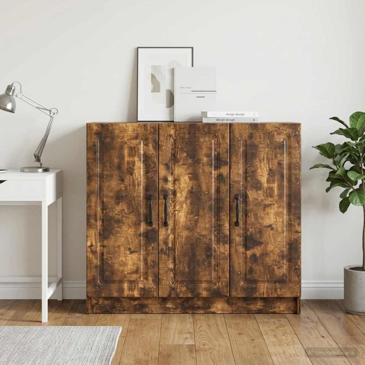vidaXL Πλαϊνό γραφείο Καπνισμένο Ξύλο Δρυός 89 x 34,5 x 77 εκ.