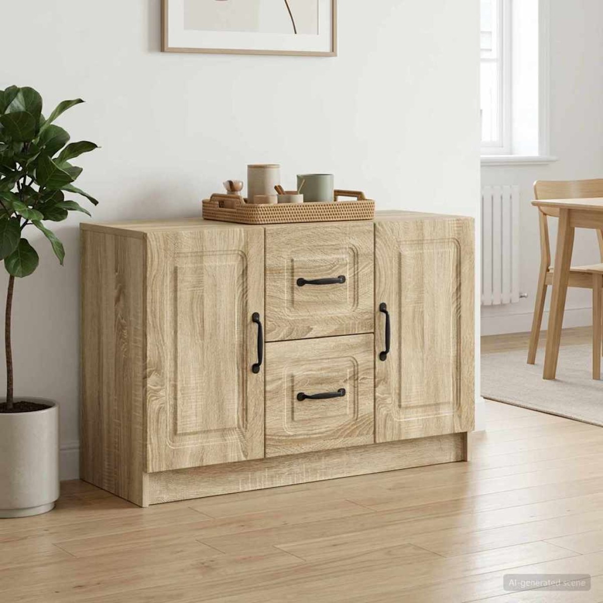 vidaXL Πλαϊνό γραφείο με συρτάρι Sonoma Δρυς 89 x 34,5 x 57 εκ.