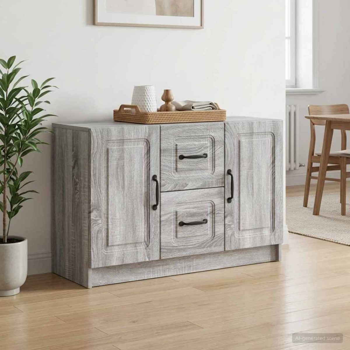 vidaXL Πλαϊνό γραφείο με συρτάρι Γκρι Sonoma 89 x 34,5 x 57 εκ.
