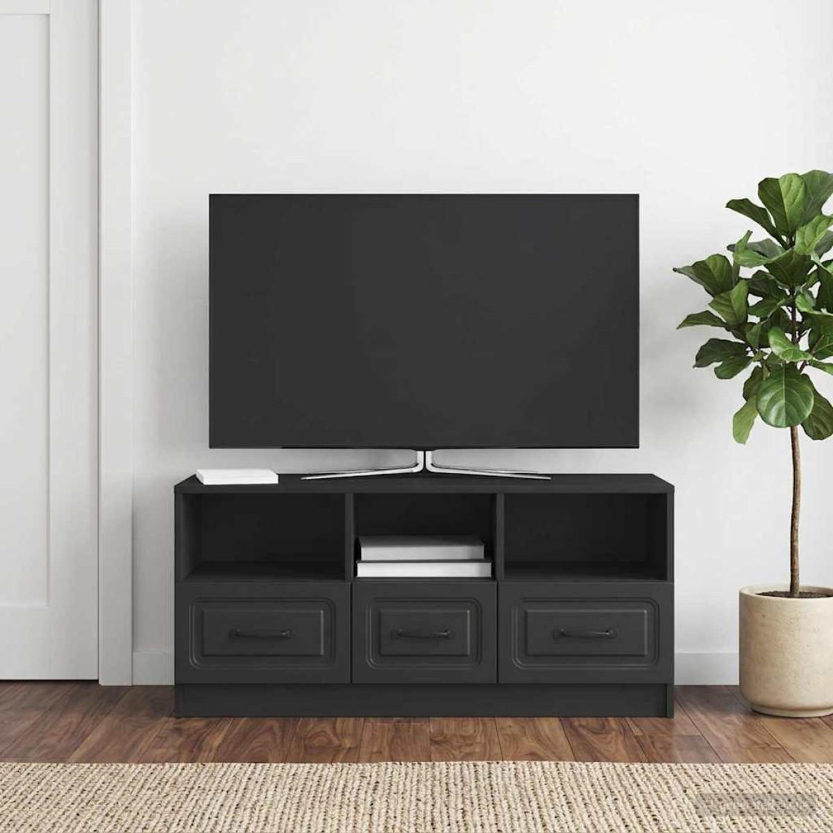 vidaXL Ντουλάπι TV Μαύρο 102 x 34,5 x 47 εκ Επεξεργασμένο Ξύλο