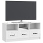vidaXL Ντουλάπι TV με συρτάρι Γυαλιστερό Λευκό 102 x 34,5 x 47 εκ
