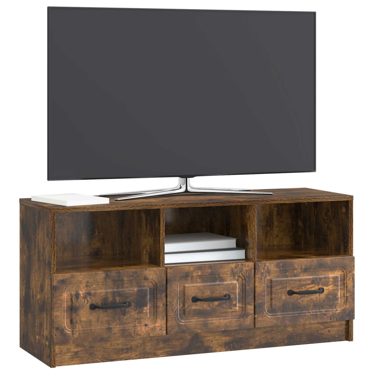 vidaXL Ντουλάπι TV με συρτάρι Καπνισμένο Ξύλο Δρυός 102 x 34,5 x 47 εκ