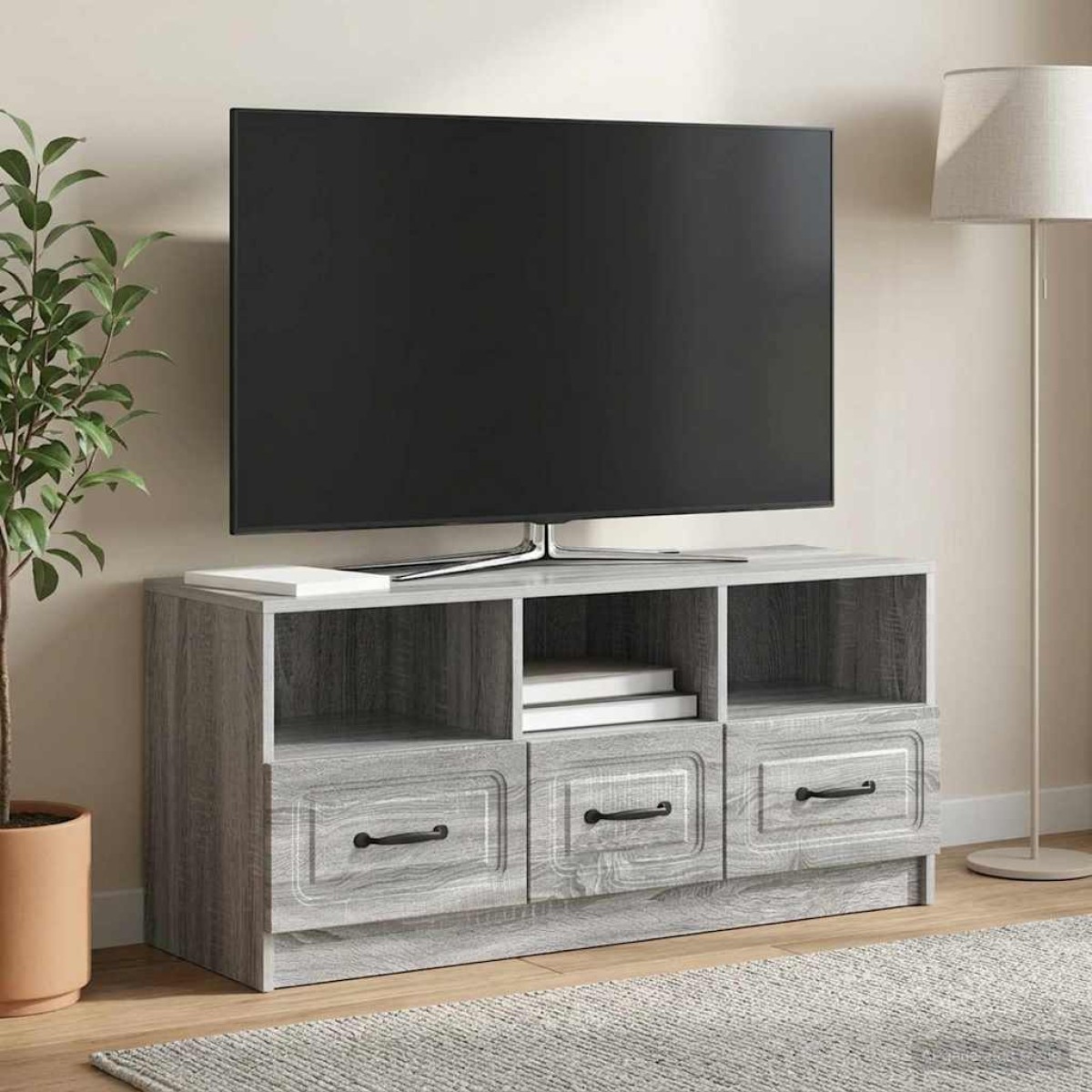 vidaXL Ντουλάπι TV Γκρι Sonoma 102 x 34,5 x 47 εκ Επεξεργασμένο Ξύλο