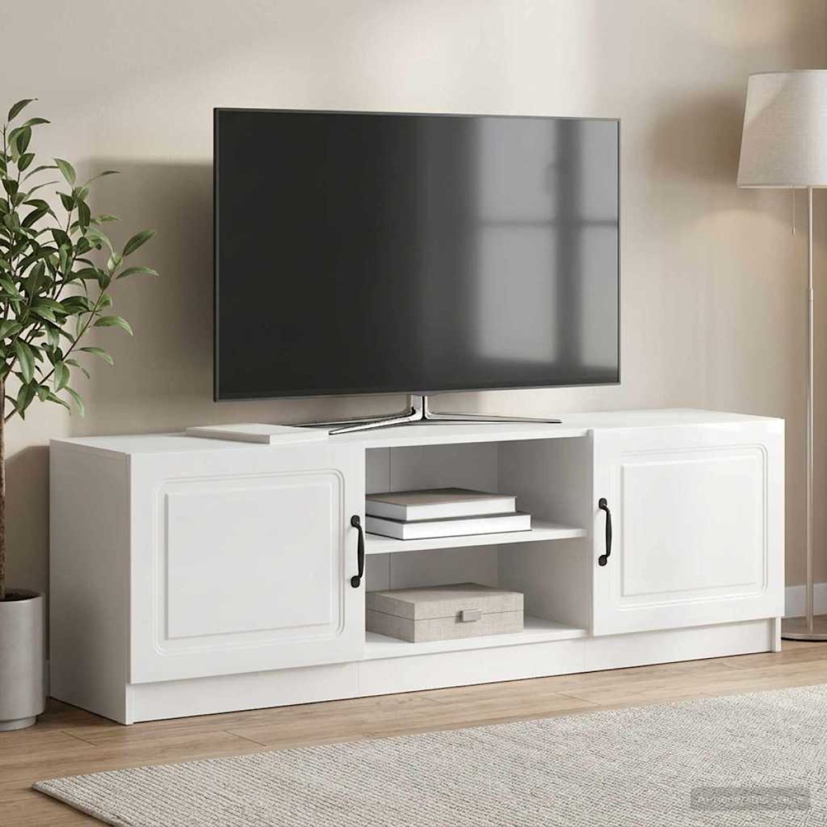 vidaXL Ντουλάπι TV Γυαλιστερό Λευκό 150 x 31 x 47 εκ