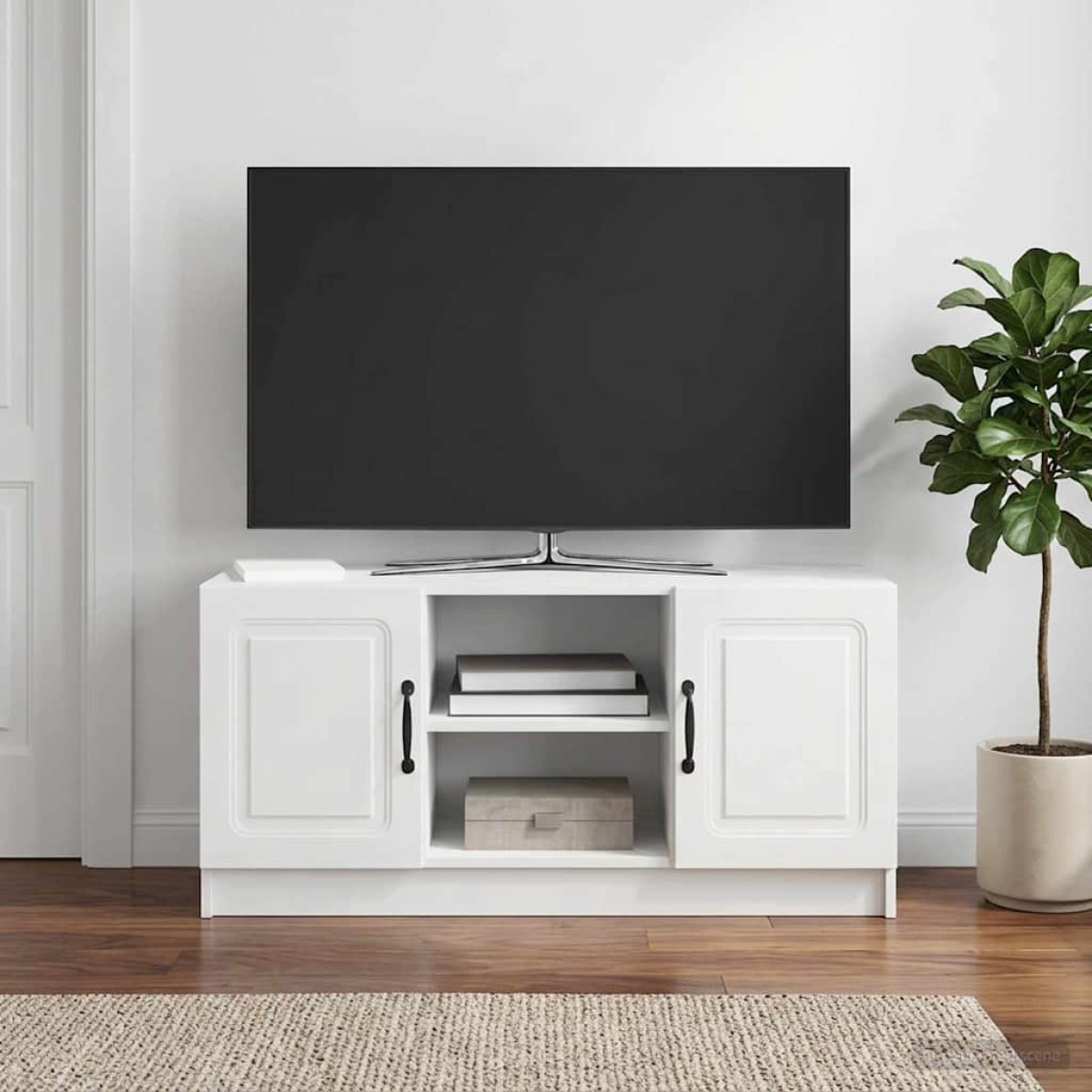 vidaXL Ντουλάπι TV Γυαλιστερό Λευκό 102 x 34,5 x 47 εκ