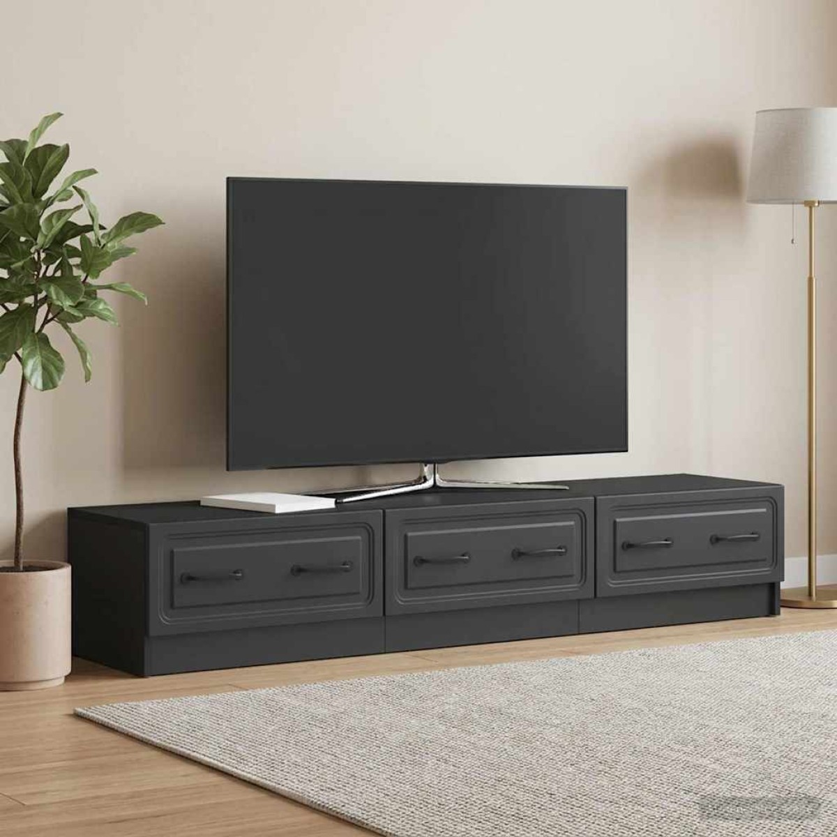 vidaXL Ντουλάπι TV Μαύρο 147 x 34,5 x 27 εκ Επεξεργασμένο Ξύλο