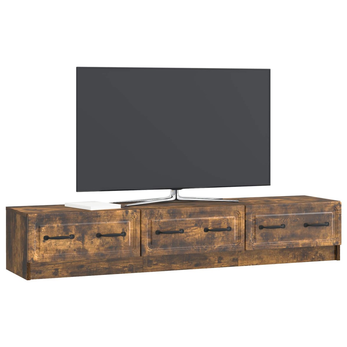 vidaXL Ντουλάπι TV με συρτάρι Καπνισμένο Ξύλο Δρυός 147 x 34,5 x 27 εκ
