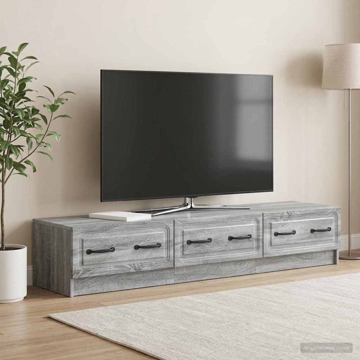 vidaXL Ντουλάπι TV Γκρι Sonoma 147 x 34,5 x 27 εκ Επεξεργασμένο Ξύλο