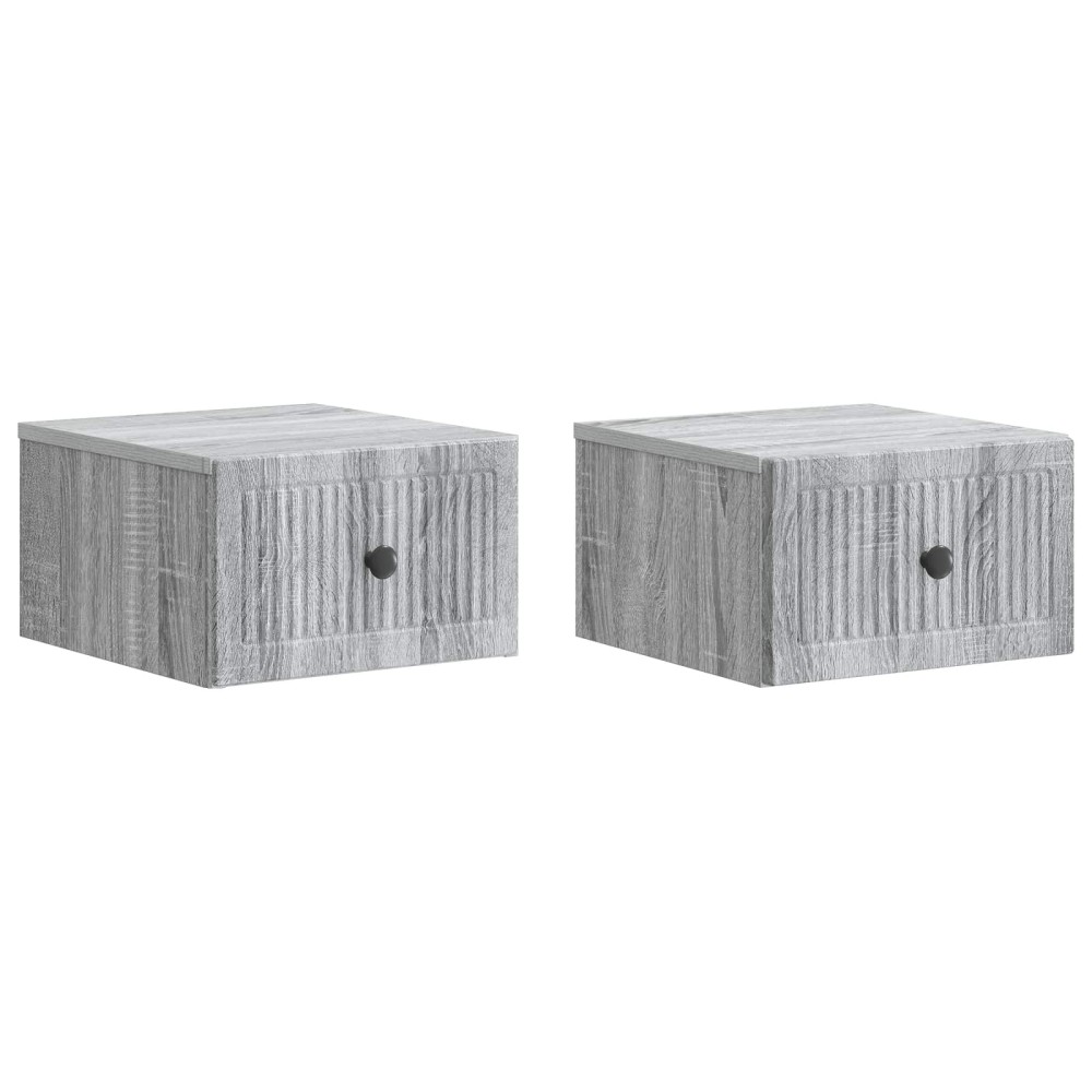 vidaXL Τοίχου Κρεμαστό Κομοδίνο 2 τεμ. Γκρι Sonoma 33 x 34,5 x 20 εκ